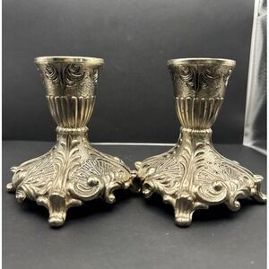 2‎ Vintage Victorian Style Candle Holder Nice scrollwork 3.25" tall